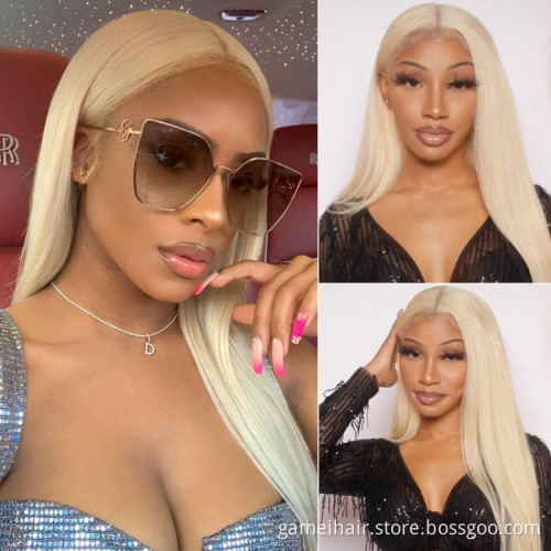 For Black Women Cheap 12a Brazilian Virgin Human Hair Transparent 613 Blonde Straight Lace Wig HD Full Lace Front Wig Human Hair